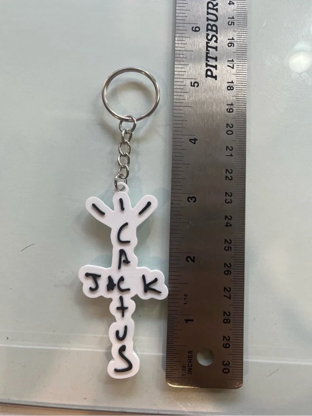 White Cactus Cross Keychain - Stylish Men’s Accessory